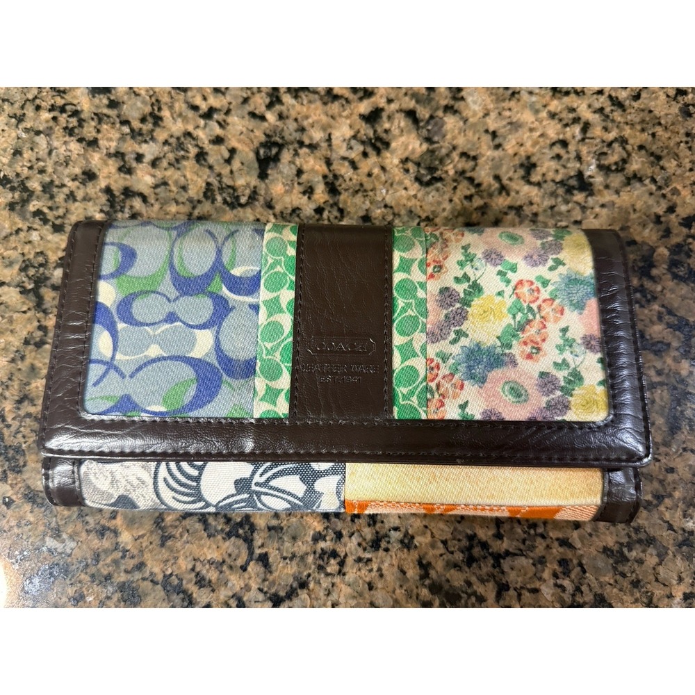 Rare Vintage Coach Hamptons Weekend Patchwork Wallet With Checkbook Holder
